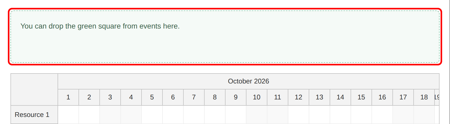 javascript scheduler drop target