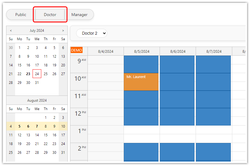 HTML5 Doctor Appointment Scheduling PHP JavaScript - Doctor Reservation UI