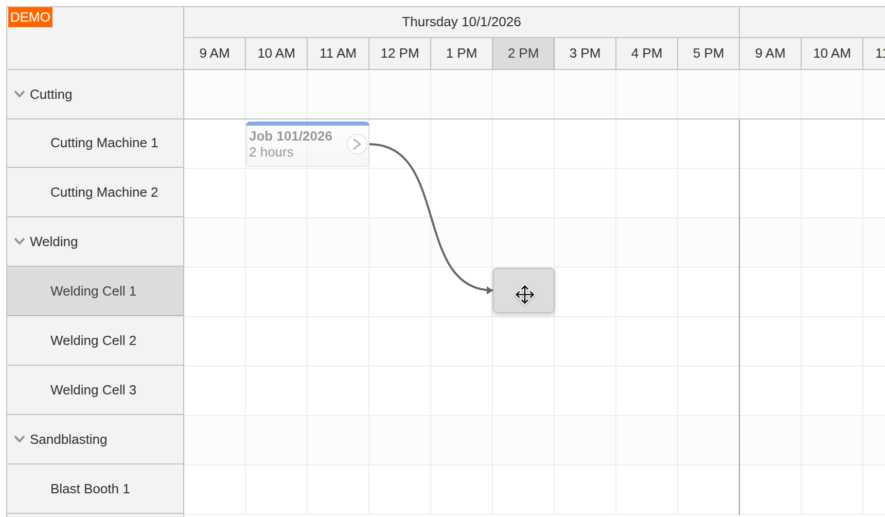 machine production job scheduling spring java follow up task drag