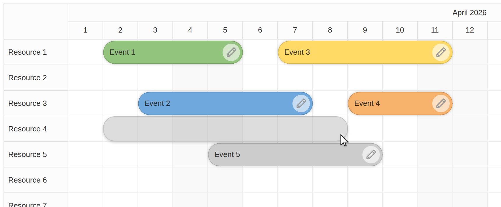react scheduler create new events by selecting a time range