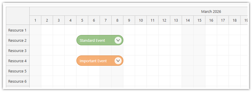JavaScript Scheduler - Appearance of Event Types