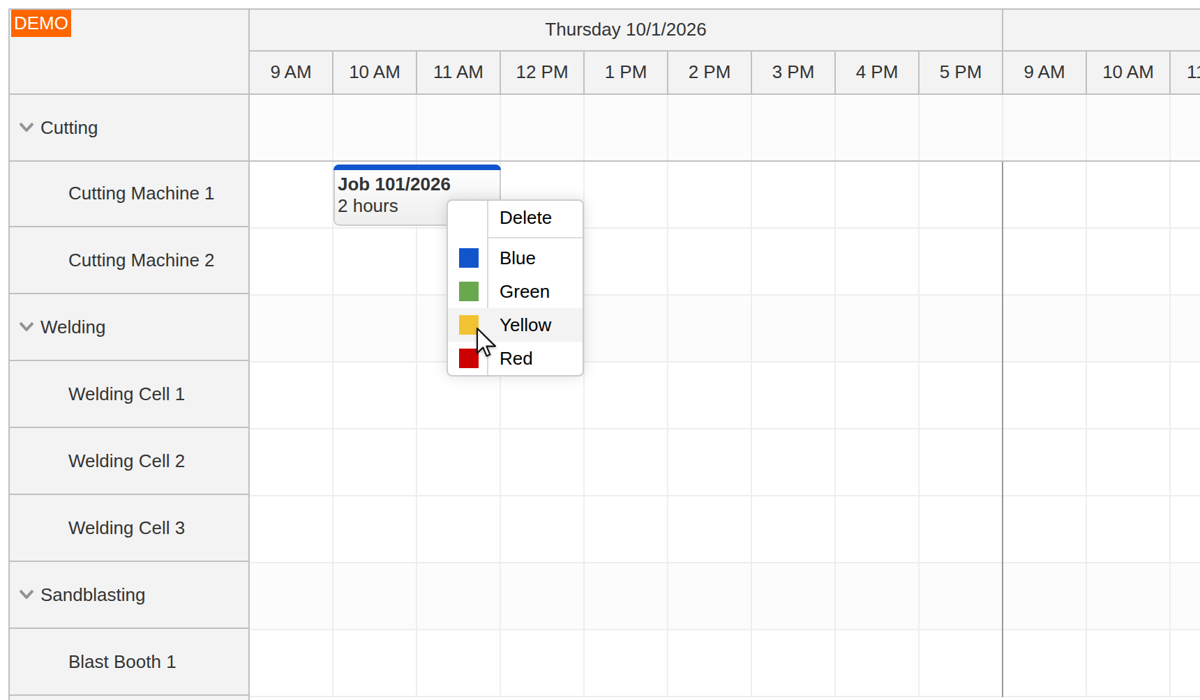machine production job scheduling spring java task color