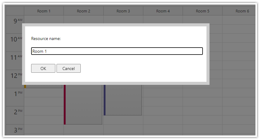 react resource calendar column name edit dialog