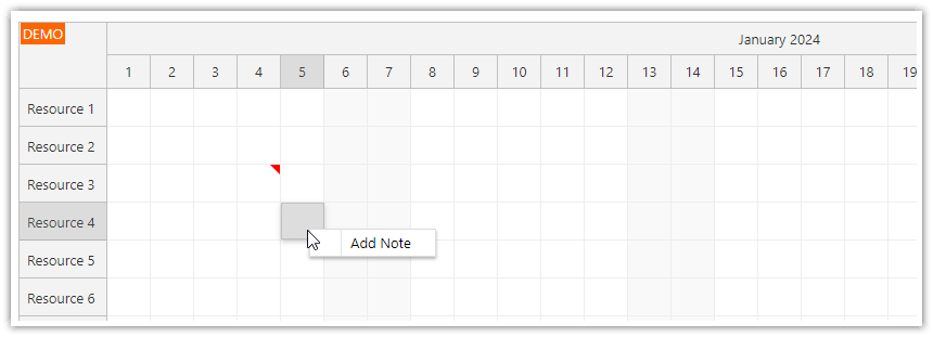 Create a Scheduler Cell Note using Context Menu