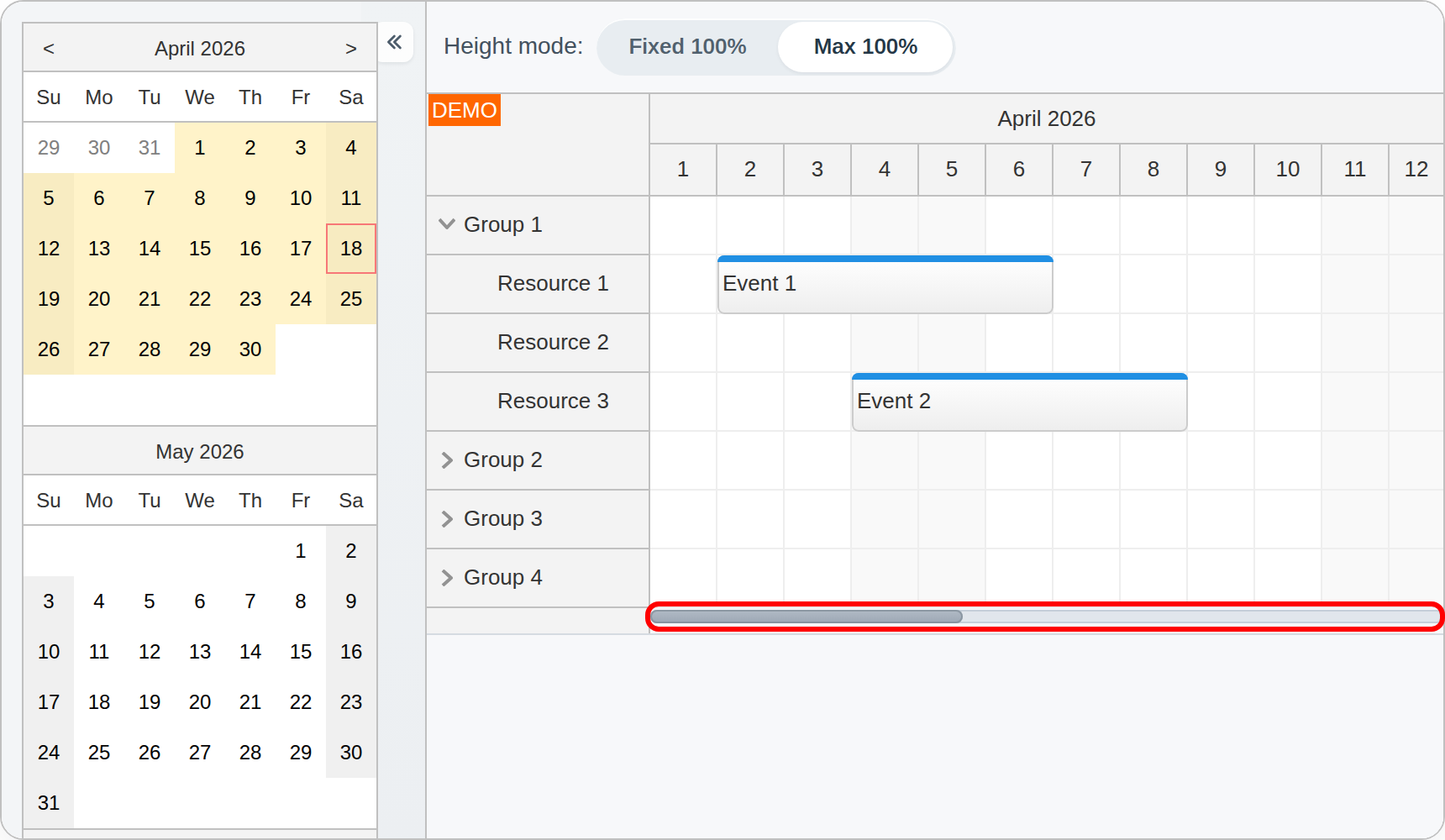 angular scheduler full screen layout max 100 height