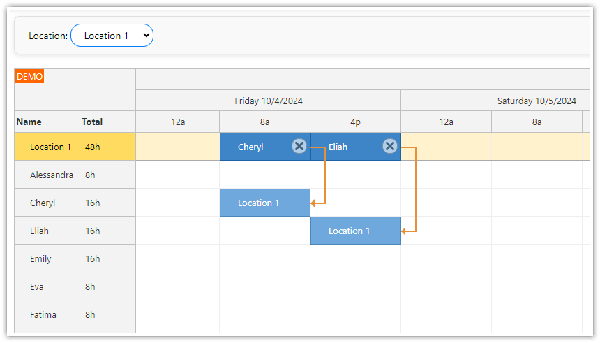 React Work Schedule for Multiple Locations - PHP, MySQL