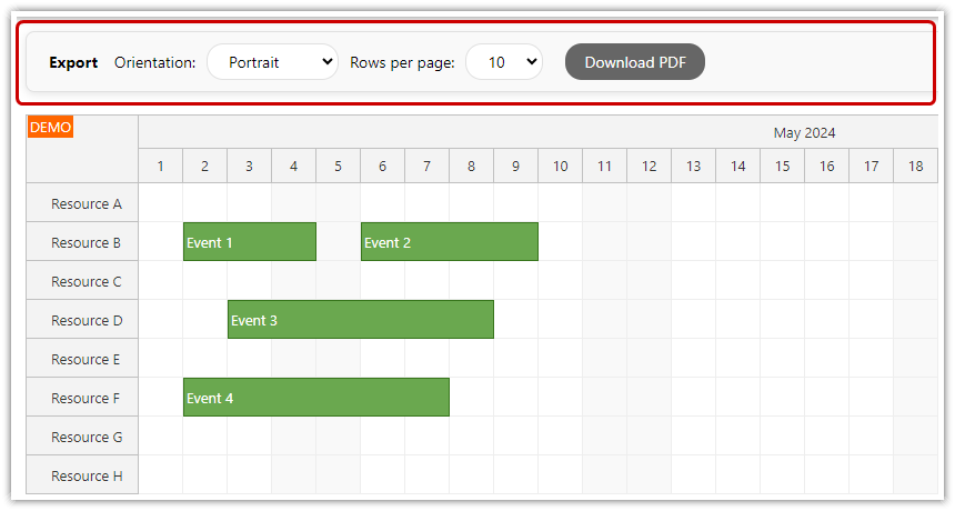 PDF Export Toolbar PDF Export Toolbar