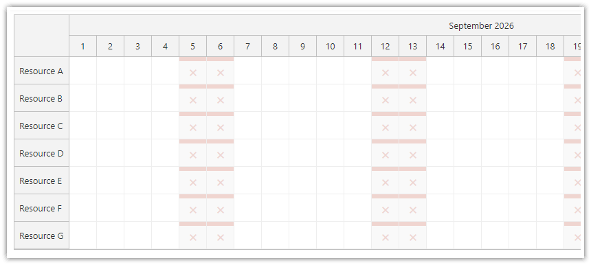 How to highlight weekends in the React Scheduler using JSX