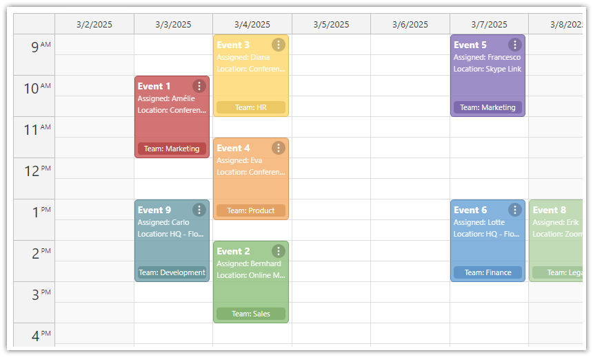 Next.js Weekly Calendar View