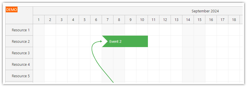 JavaScript Scheduler - Events with a link pointing to their left side