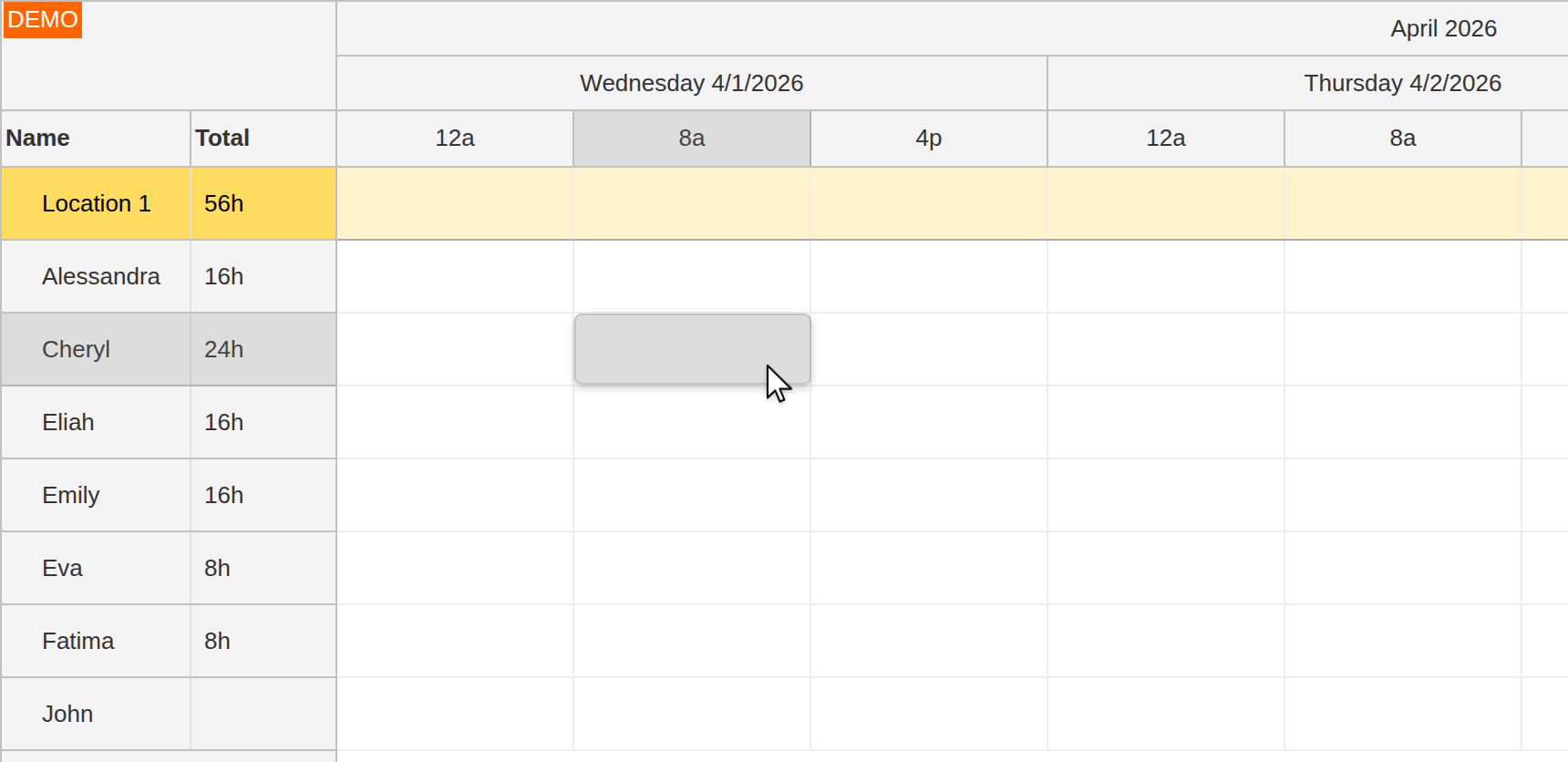 react shift scheduling application php mysql create assignment
