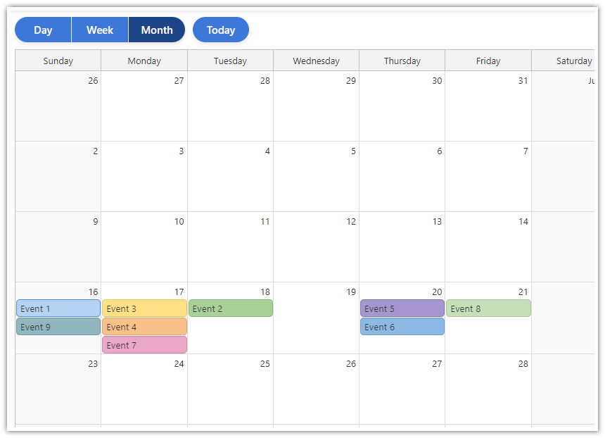 Monthly Calendar View in React Monthly Calendar View in React