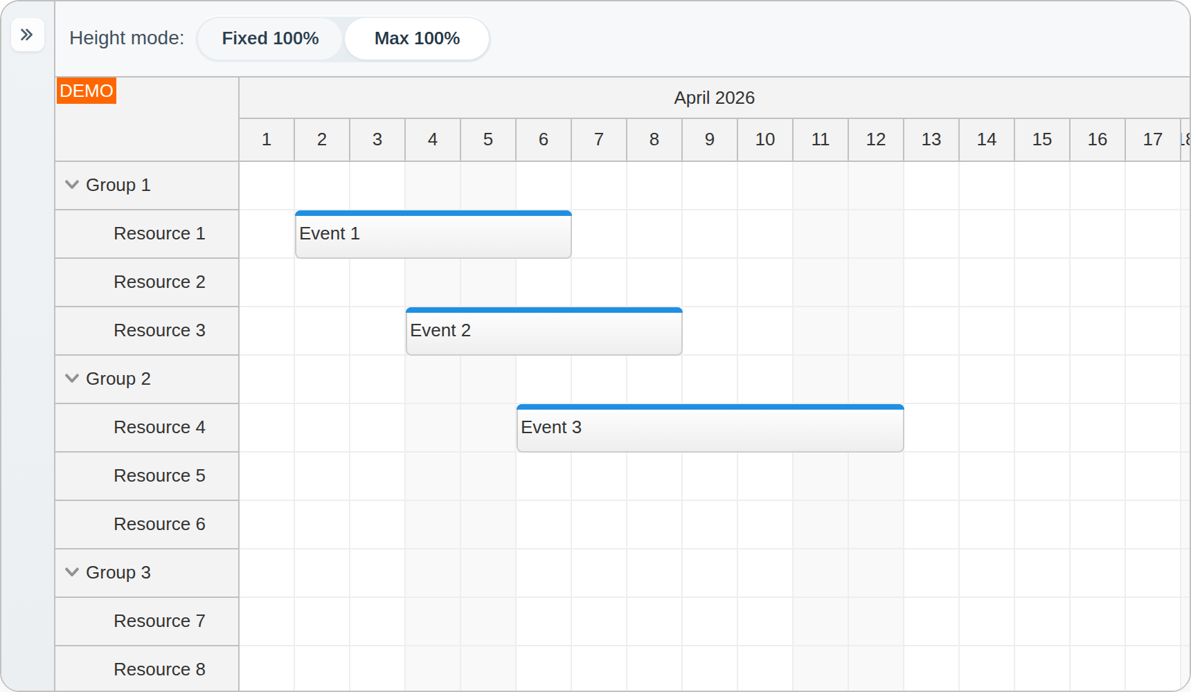 angular scheduler full screen layout sidebar collapsed