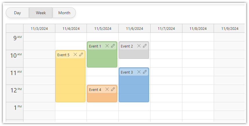 Toolbar with Buttons for Switching Calendar Views in Vue
