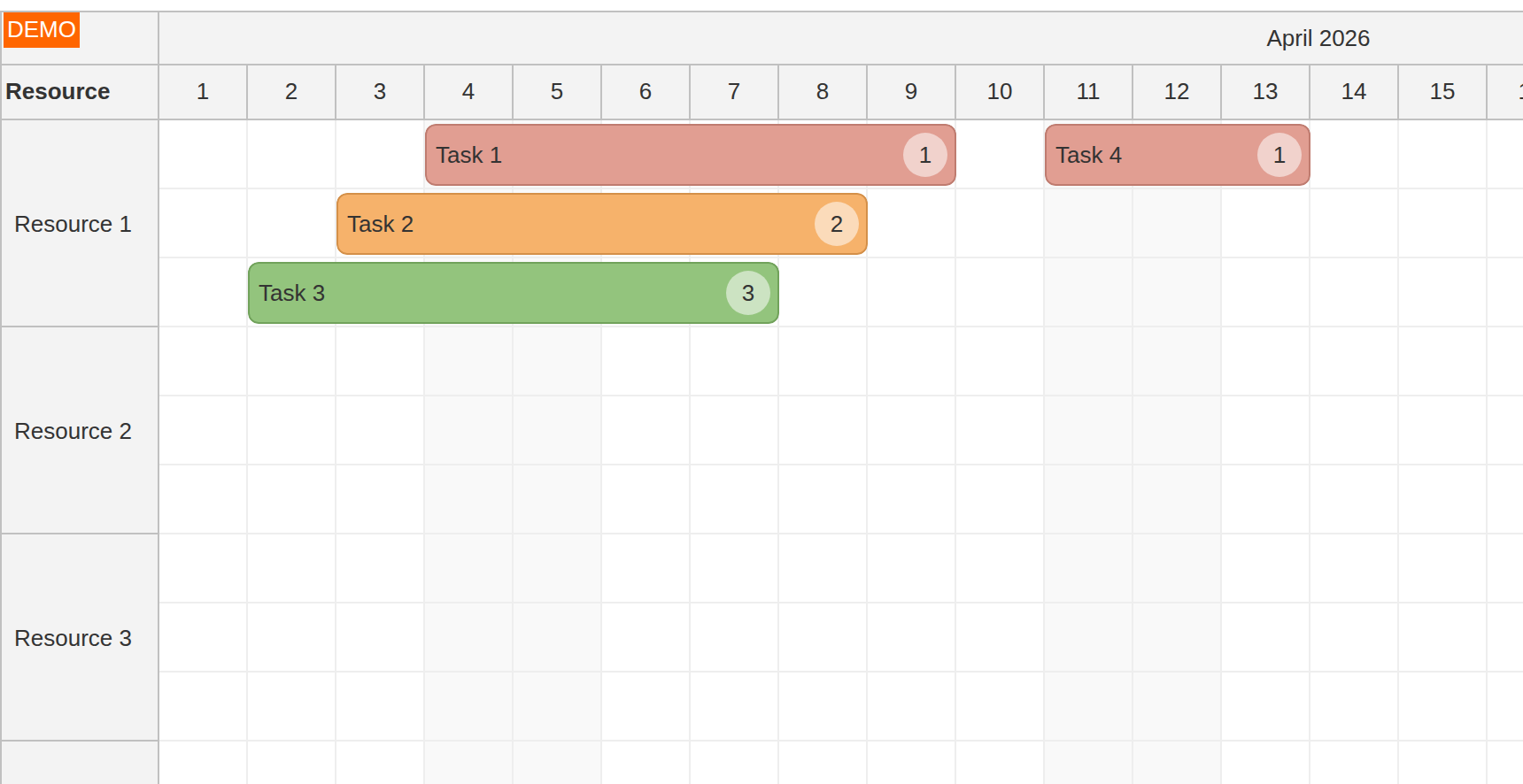 javascript scheduler priorities hidden row header