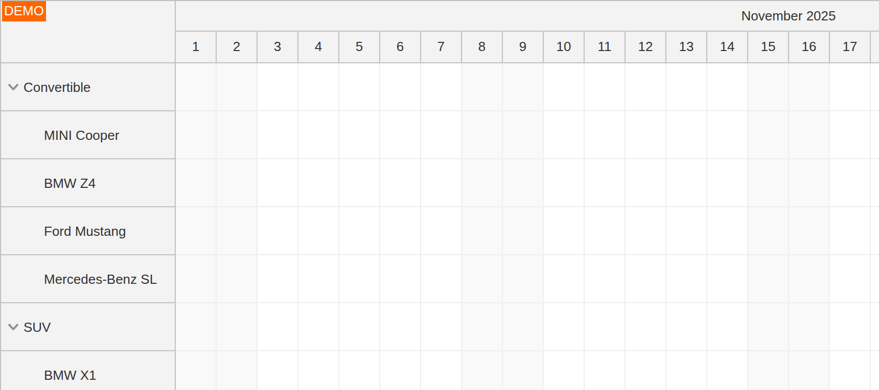 React Scheduler Component - Timeline Scale and Time Headers