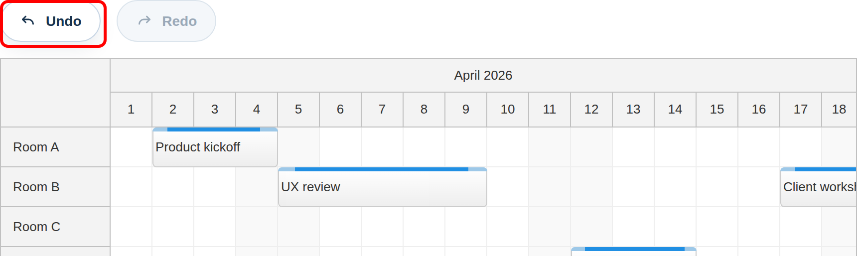 javascript scheduler undo redo undo button
