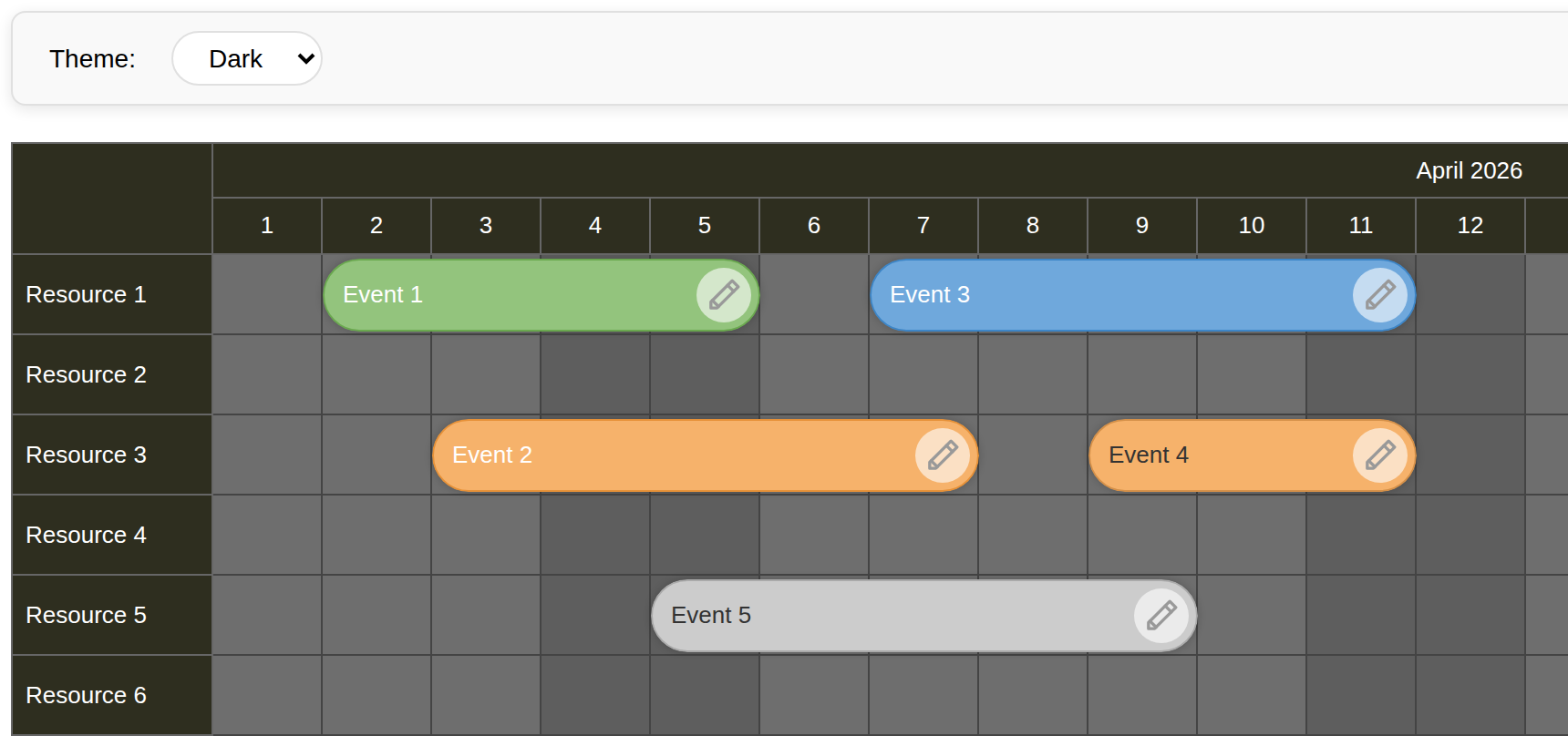 react scheduler dark theme