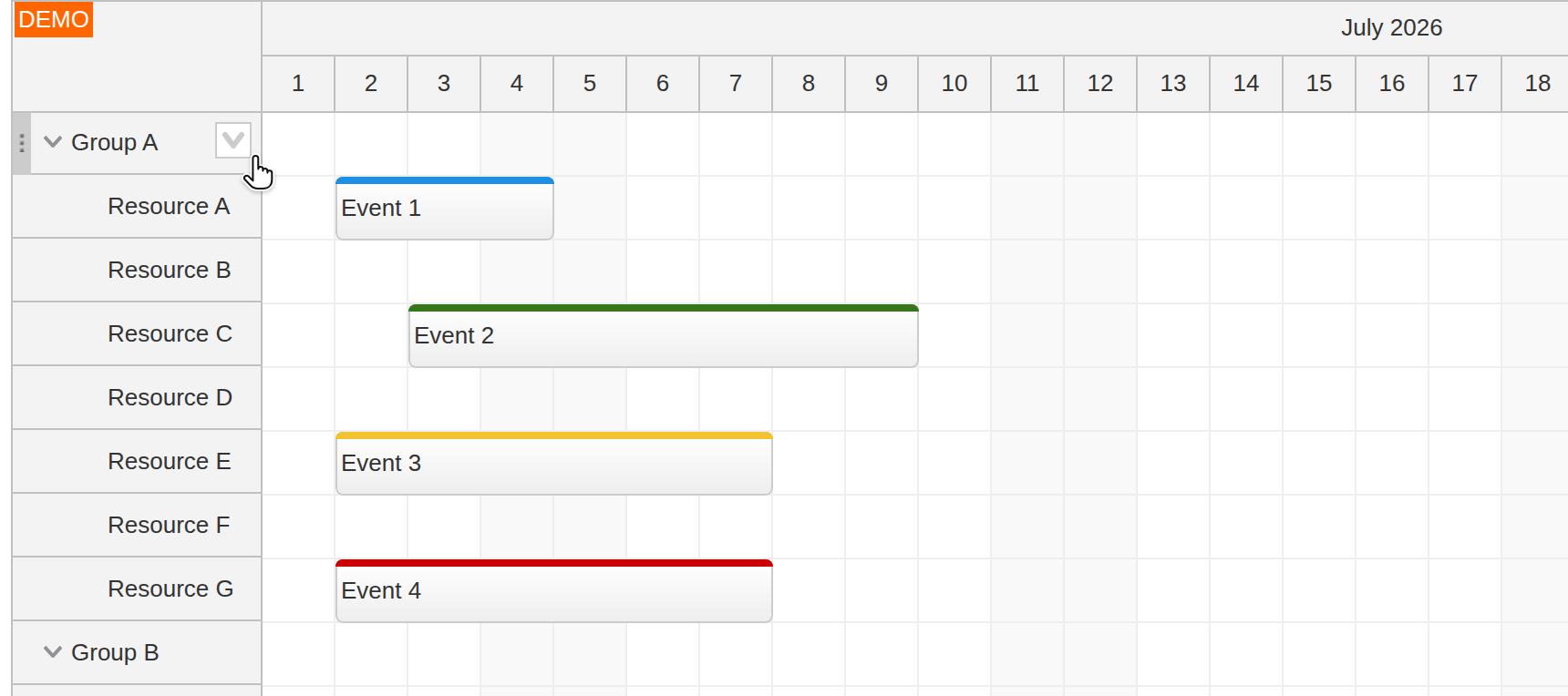 react scheduler how to add icon to the row header