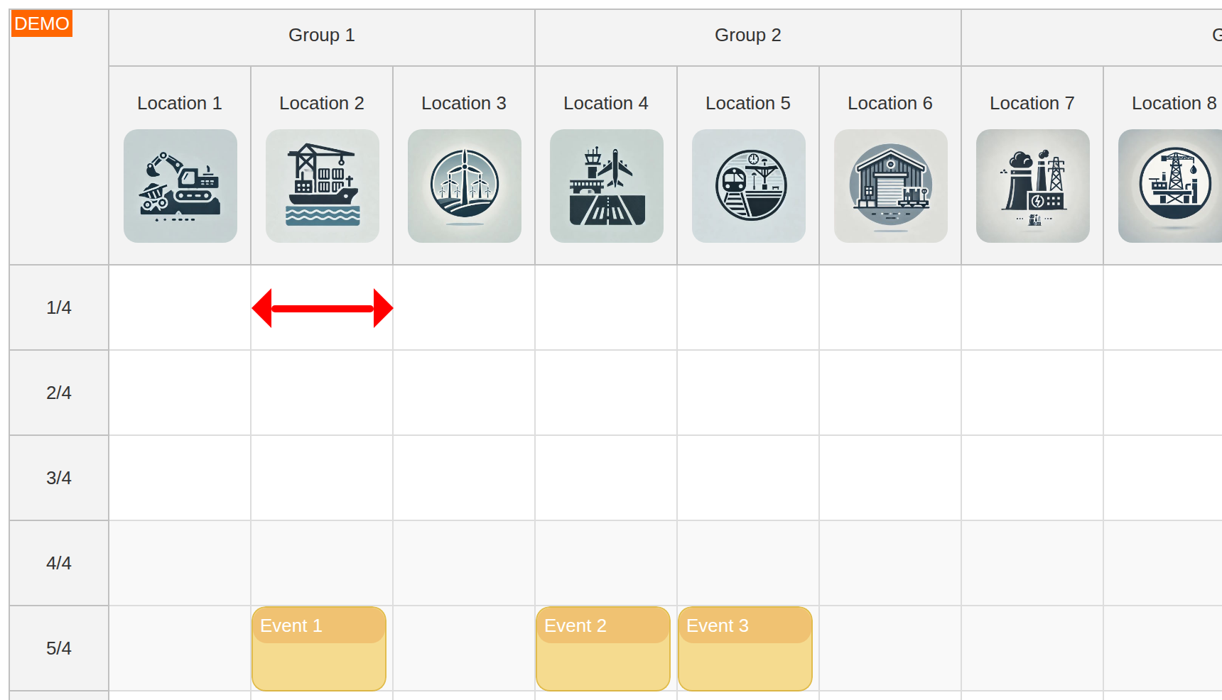 Responsive Layout in Vertical Vue Scheduler - Automatic Column Width with Defined Minimum