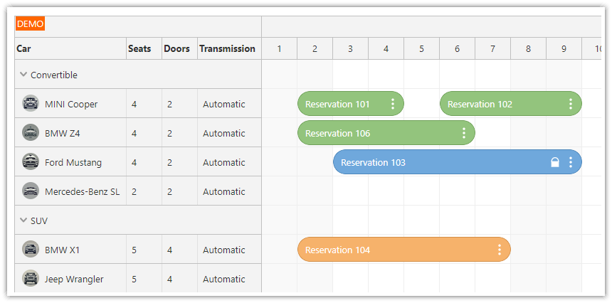 React Scheduler Component - Customizing Reservation Appearance
