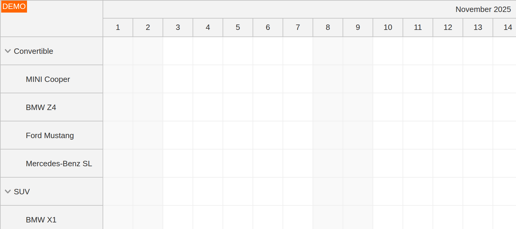 React Scheduler Component - Grid Cell Size