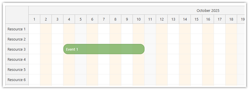 JavaScript Scheduler - Alternating Grid Column Colors JavaScript Scheduler - Alternating Grid Column Colors