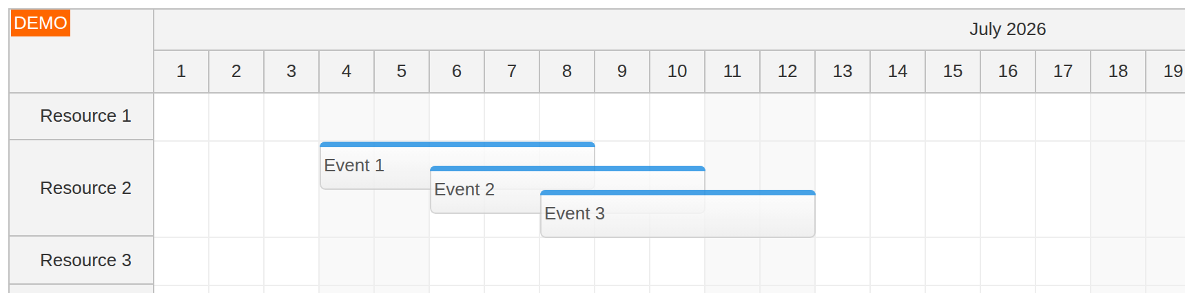 javascript scheduler event placement stacking line height