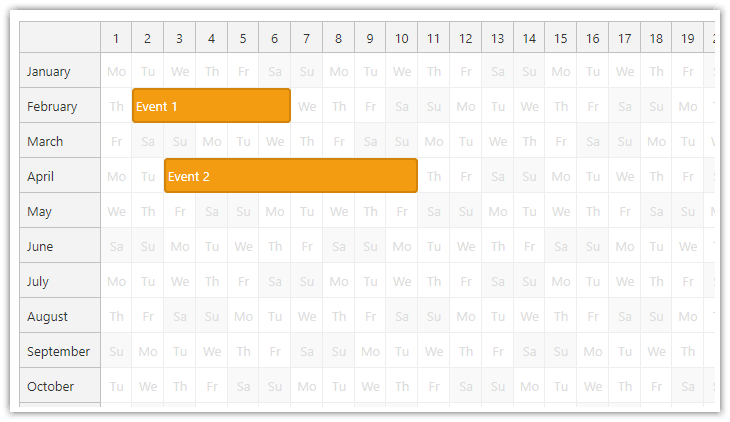 JavaScript Yearly Scheduler