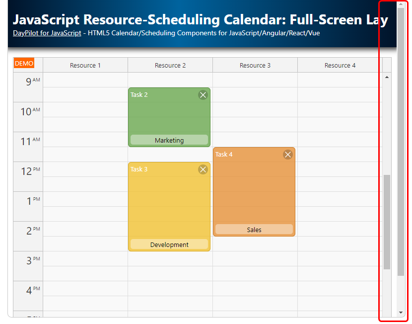 JavaScript Resource-Scheduling Calendar - Duplicate Vertical Scrollbar