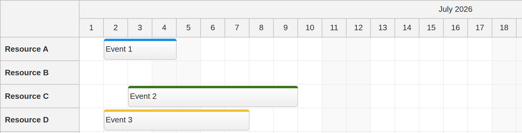 react scheduler rendering jsx components in row headers html