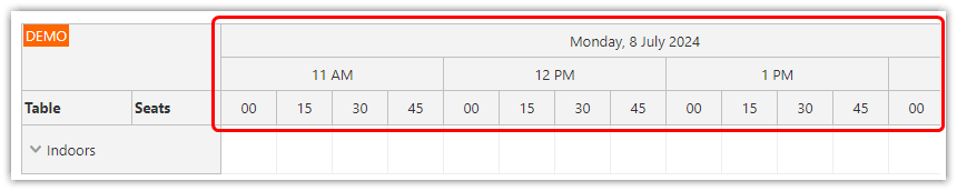 Angular Restaurant Table Reservation - Scheduler Scale and Time Header Units Angular Restaurant Table Reservation - Scheduler Scale and Time Header Units