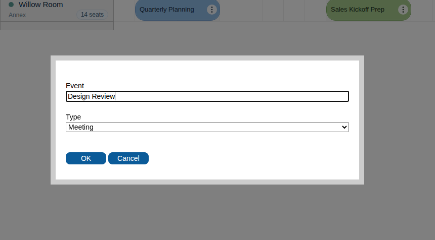 javascript scheduler quick start project edit event dialog