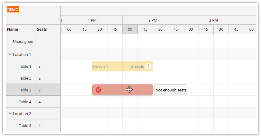 ASP.NET Core Restaurant - Checking Number of Seats during Drag and Drop