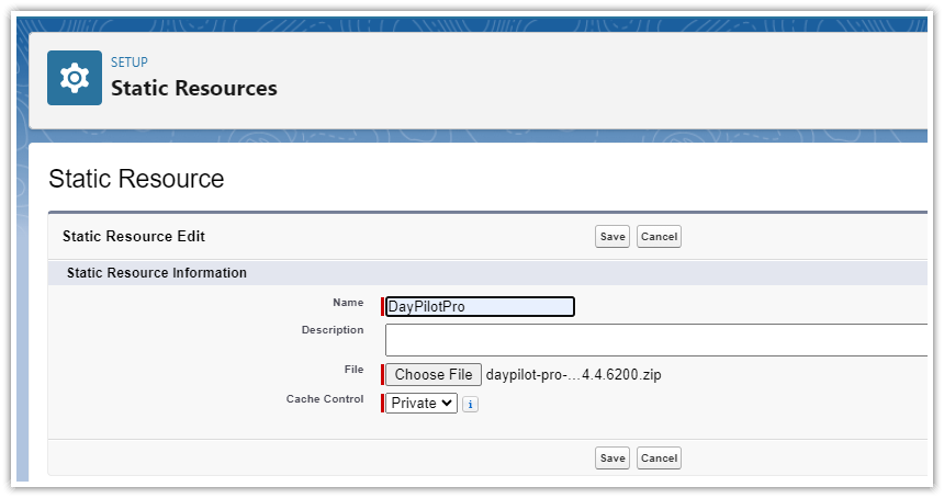 Scheduler Component in Salesforce LWC - DayPilot Library as Static Resource