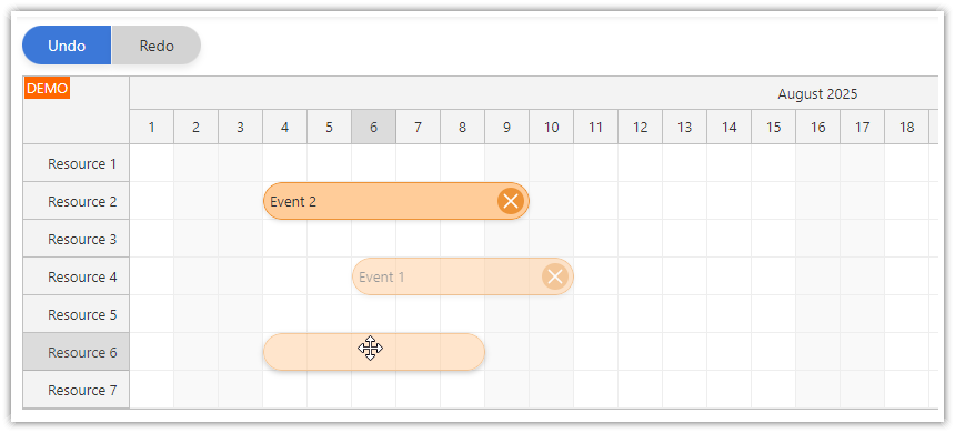 How to record Vue Scheduler drag and drop actions in undo-redo history