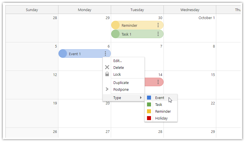 Open-Source Vue Monthly Calendar - Context Menu for Events Open-Source Vue Monthly Calendar - Context Menu for Events