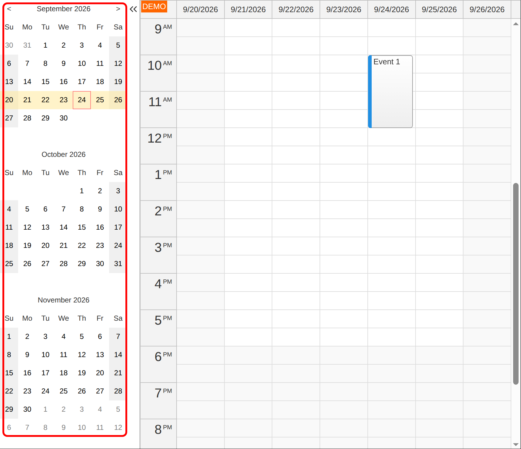 angular calendar full screen layout sidebar