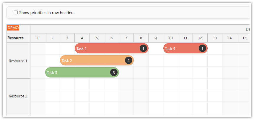JavaScript Scheduler that Displays Sub-Resources for Task Priorities without Priority Name in Row Headers JavaScript Scheduler that Displays Sub-Resources for Task Priorities without Priority Name in Row Headers