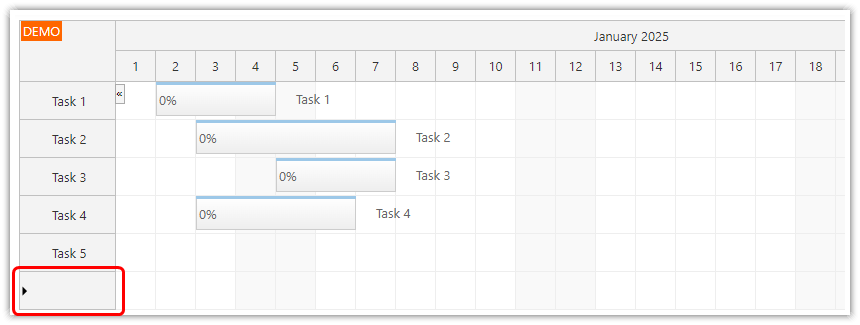 HTML5 JavaScript Gantt Chart - Task Creation HTML5 JavaScript Gantt Chart - Task Creation