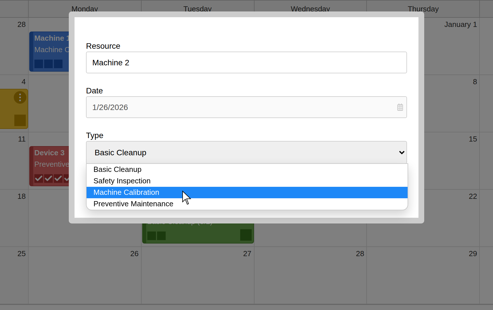 asp.net core maintenance scheduling open source task type