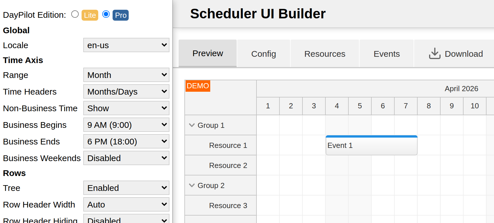 React Scheduler Component Configurator