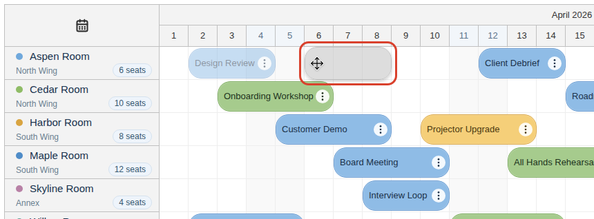 javascript scheduler quick start project moving event