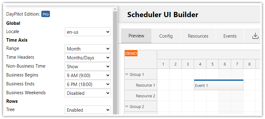 React Scheduler Component Configurator