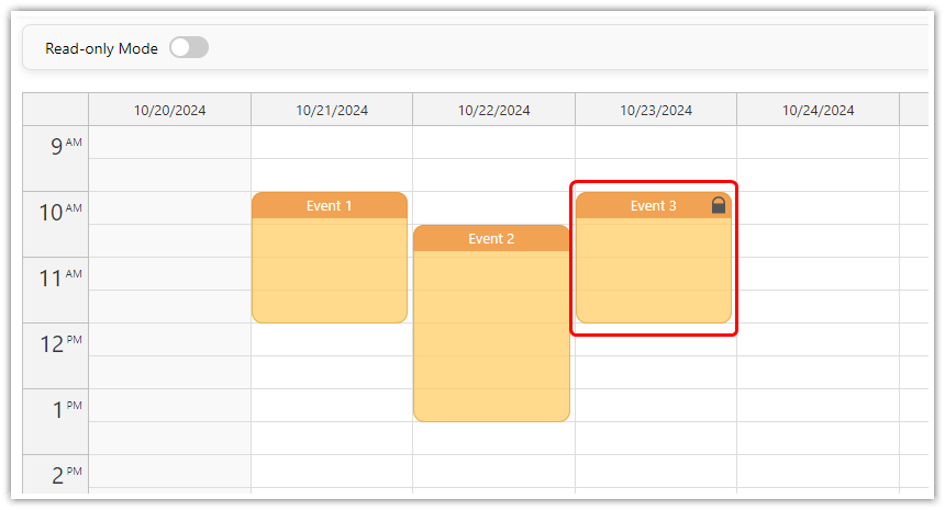 Setting the Read-Only Mode for Selected Events in the Open-Source JavaScript Calendar
