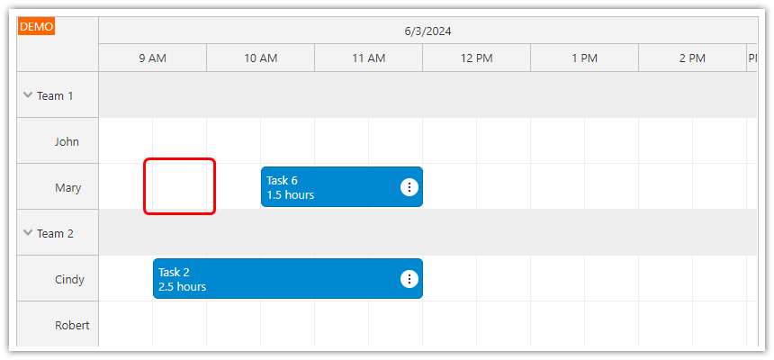 Angular Work Order Scheduling Grid Cell Size