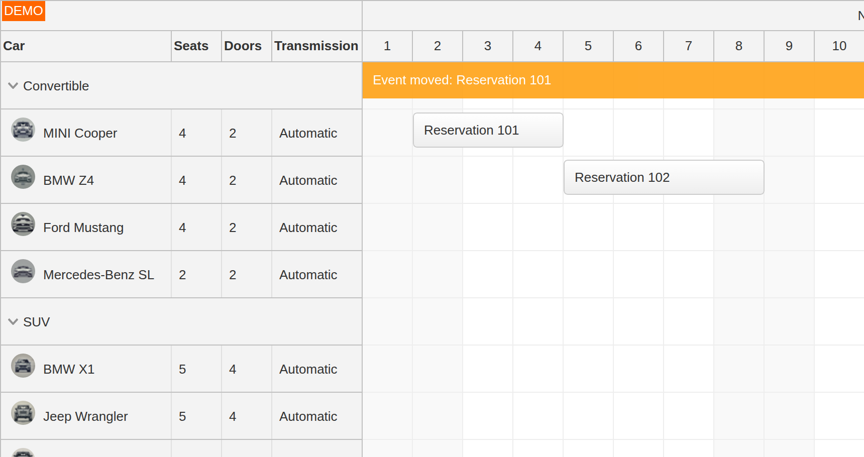 React Scheduler Component - Display a Message