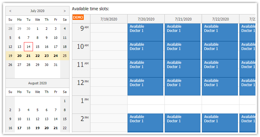 html5 doctor appointment scheduling javascript php patient user interface