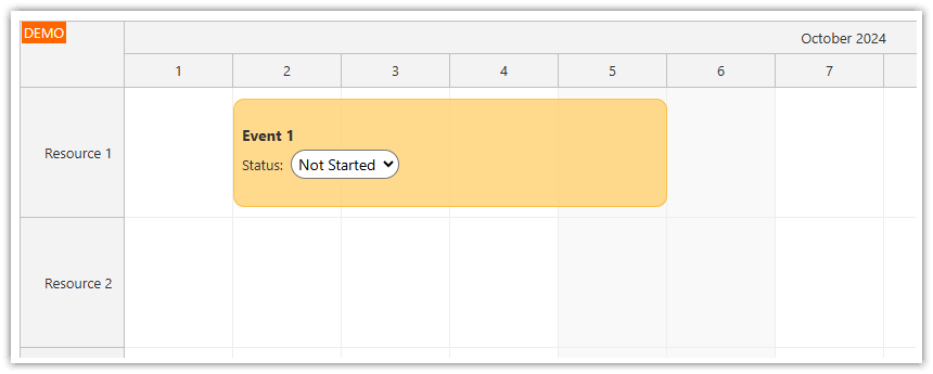Vue Scheduler Event Template with a Drop-Down List