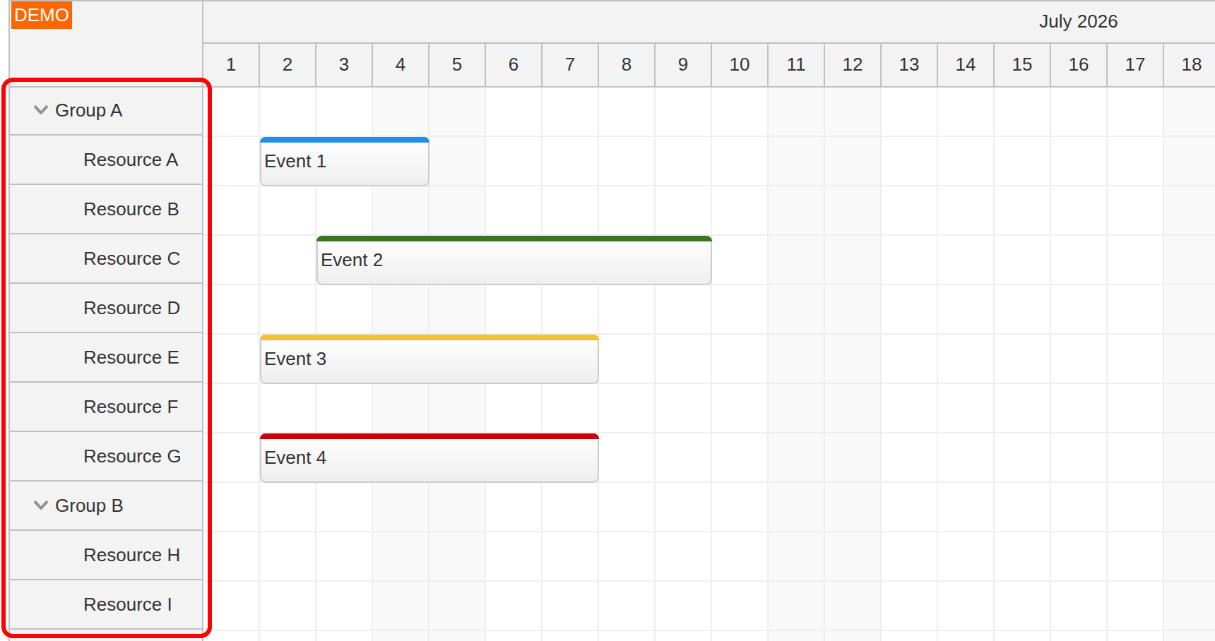 react scheduler how to load resource data